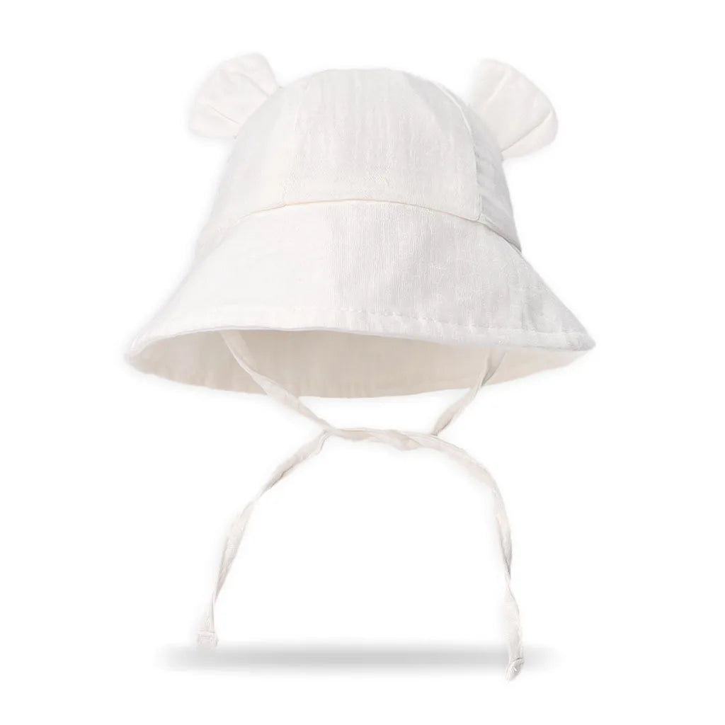 Children's Bucket Hat with Decorative Ears and Chin Ties