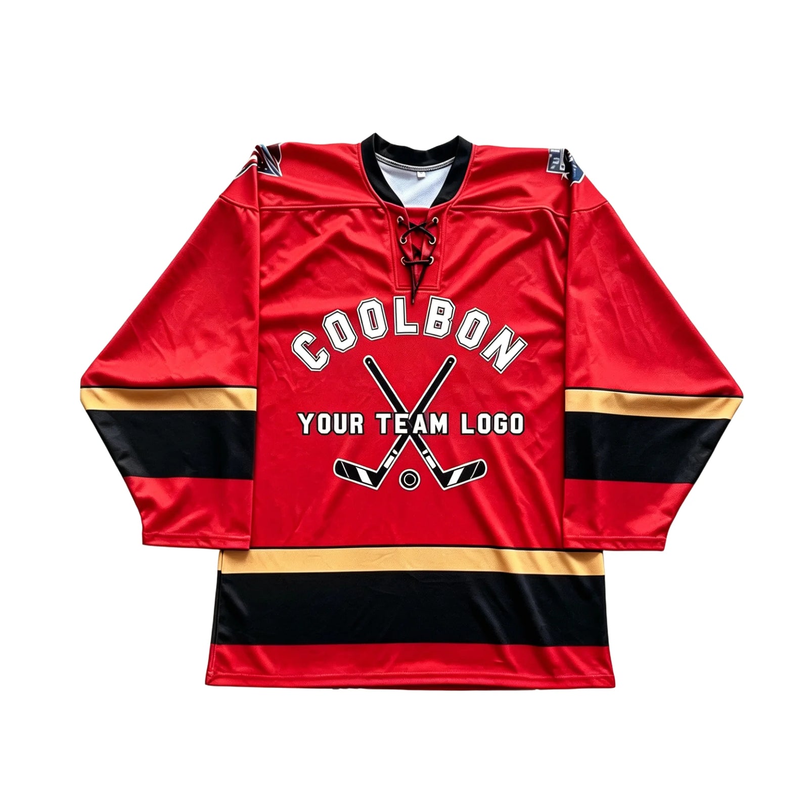 Red Black Hockey Graphic Long Sleeve Jersey For Sports Outfits
