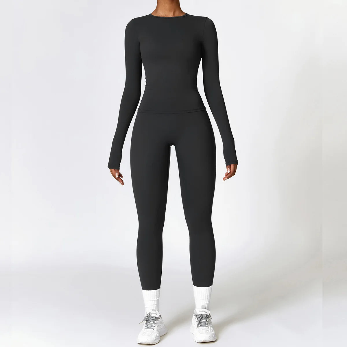 Women's Halter Or Long Sleeve Top And Bottoms Yoga Set