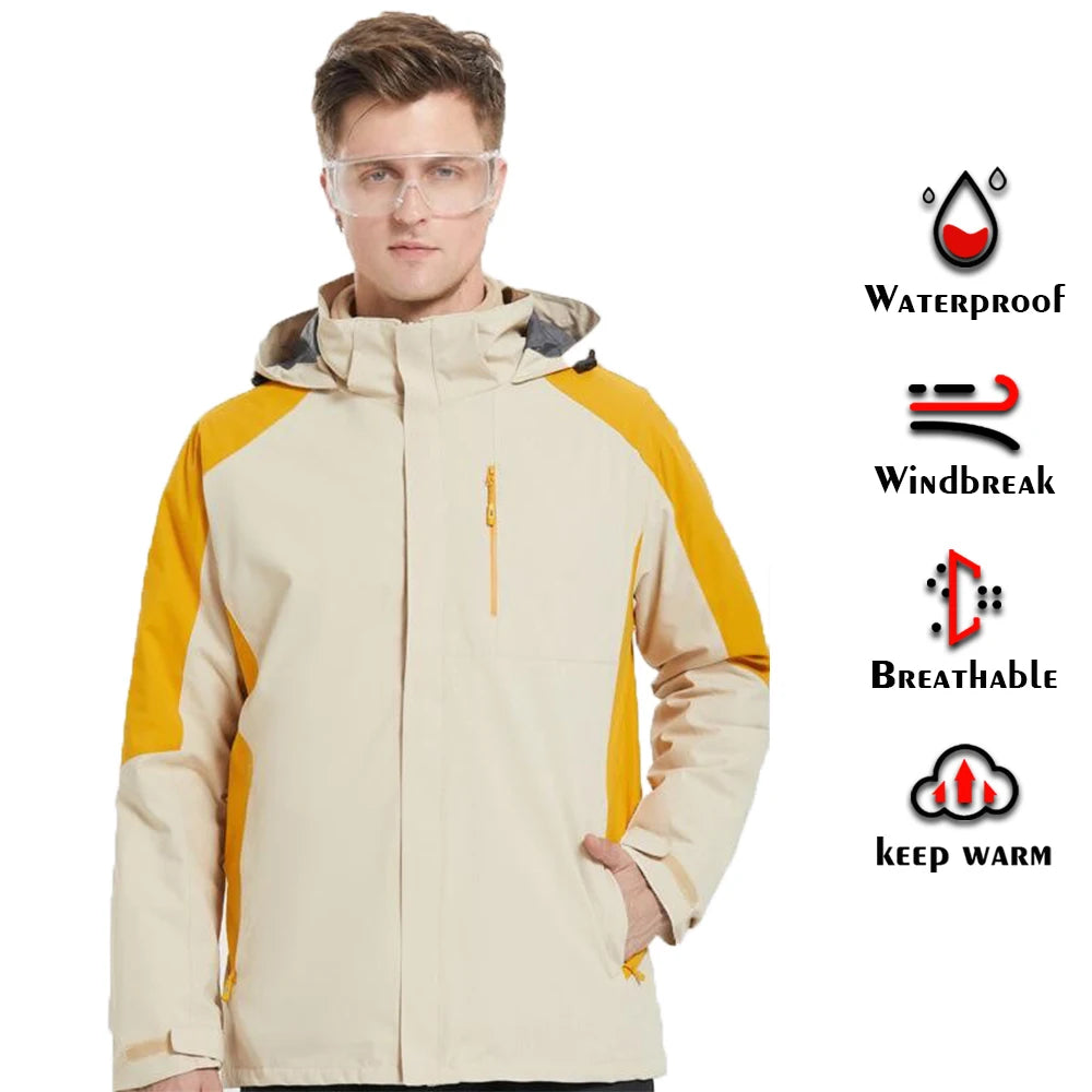 Color Block Hooded Full Zip Long Sleeve Outdoor Jacket