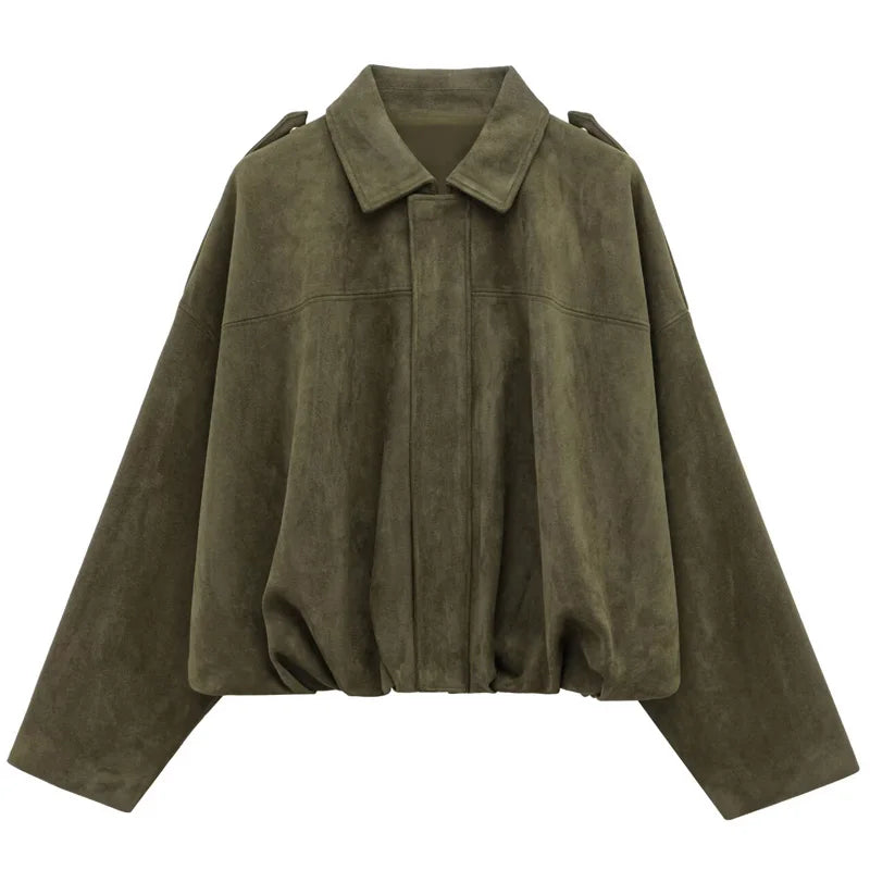 Women's Cropped Collar Zip Front Jacket for Layered Outfits