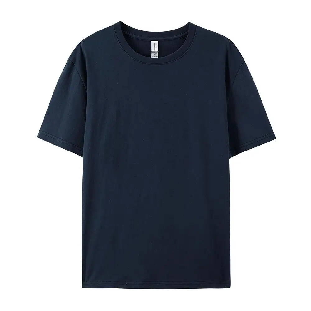 Solid Crew Neck Short Sleeve Cotton Casual T Shirt