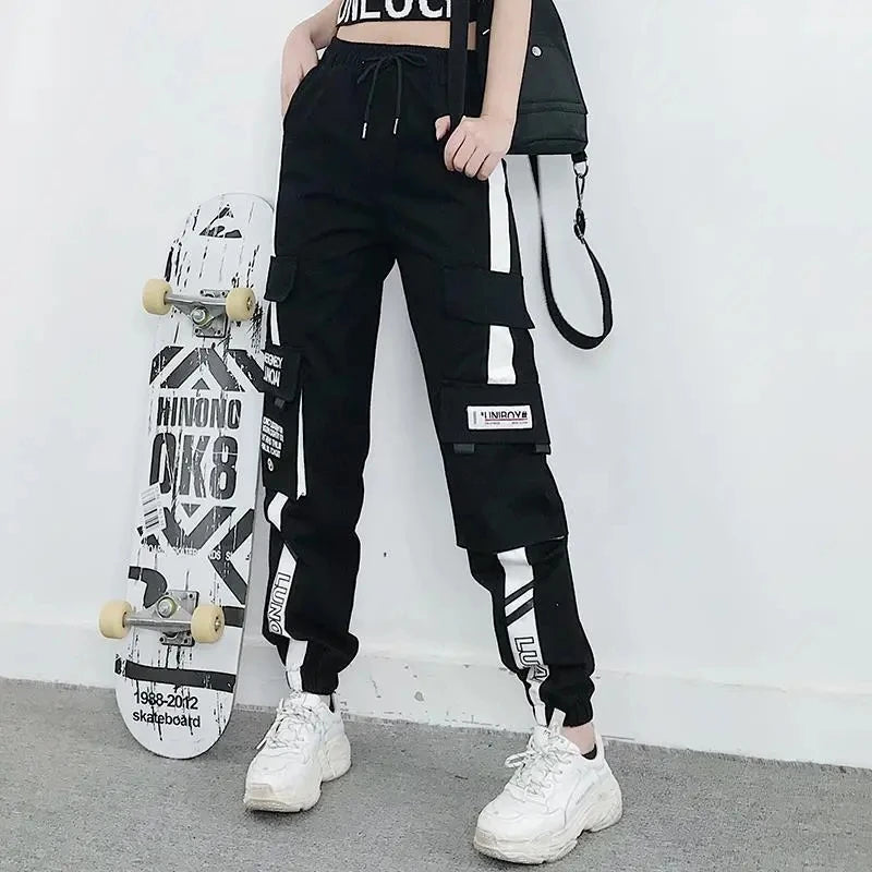 Women's Cargo Joggers with Contrast Tabs and Side Pockets