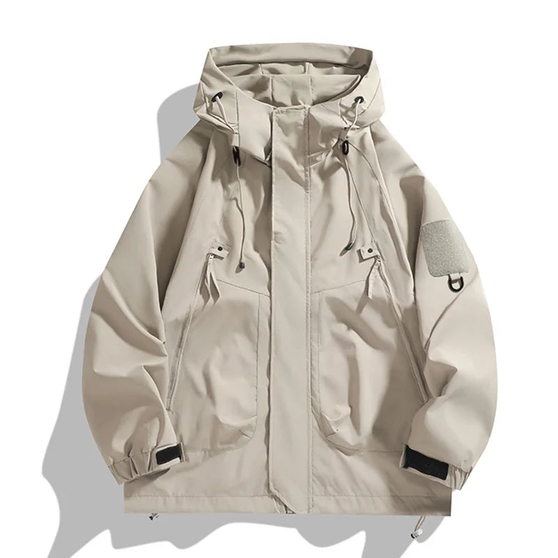 Hooded Long Sleeve Full Zip Outdoor Hiking Jacket with Pockets