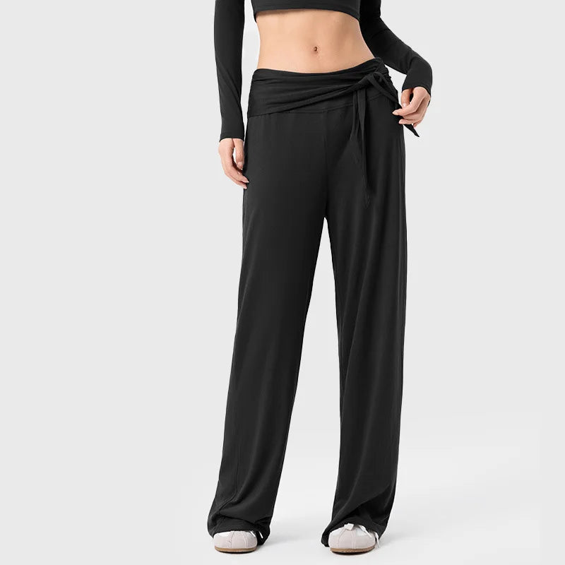 Women's Drawstring Waist Wide Leg Pants for Casual Activewear Outfits