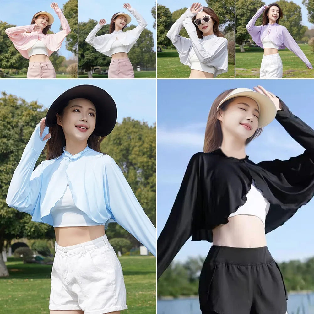 Cropped Long Sleeve Front Fastening Jacket for Layering over Outfits