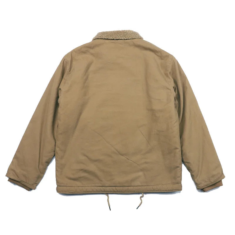 Drop Shipping N1 Thick Winter Mens Sherpa Fleece Deck Jacket with Embroidered Patch