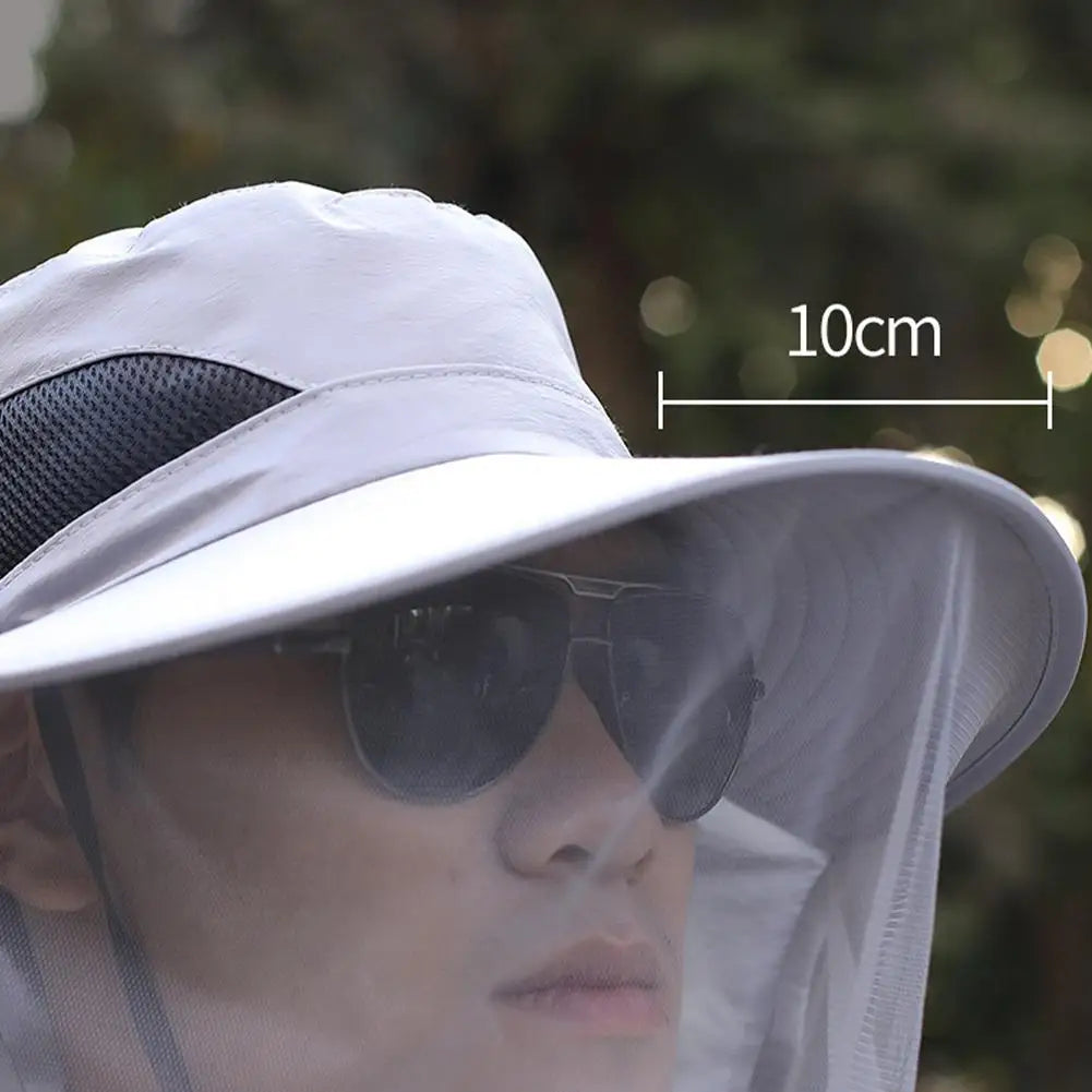 Wide Brim Outdoor Hat with Face Mesh Style Options