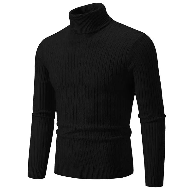 Men's Cable Knit Turtleneck Long Sleeve Sweater