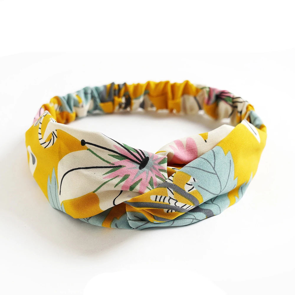 Floral Print Twist Front Elastic Headband for Everyday Hair Styling