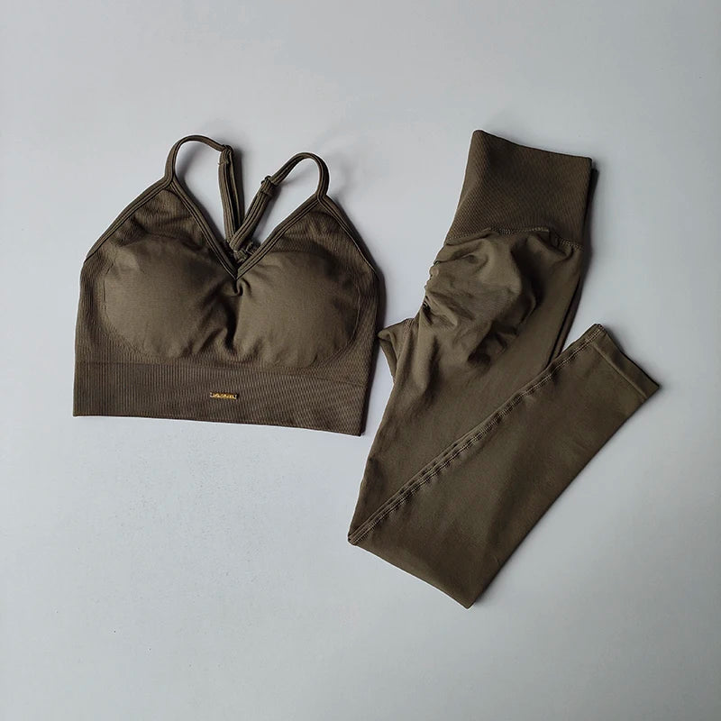 Women's Thin Strap Bra And Leggings Yoga Set
