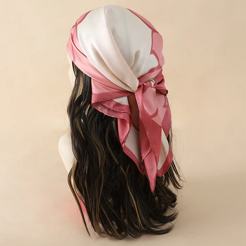 Floral Print Square Scarf for Head and Neck Styling