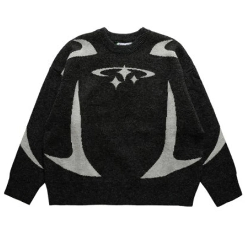 Women's Abstract Graphic Crew Neck Sweater Casual Knit Layer