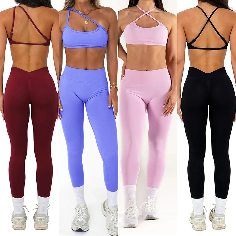 Women's Cross Back Bra And Leggings Yoga Set