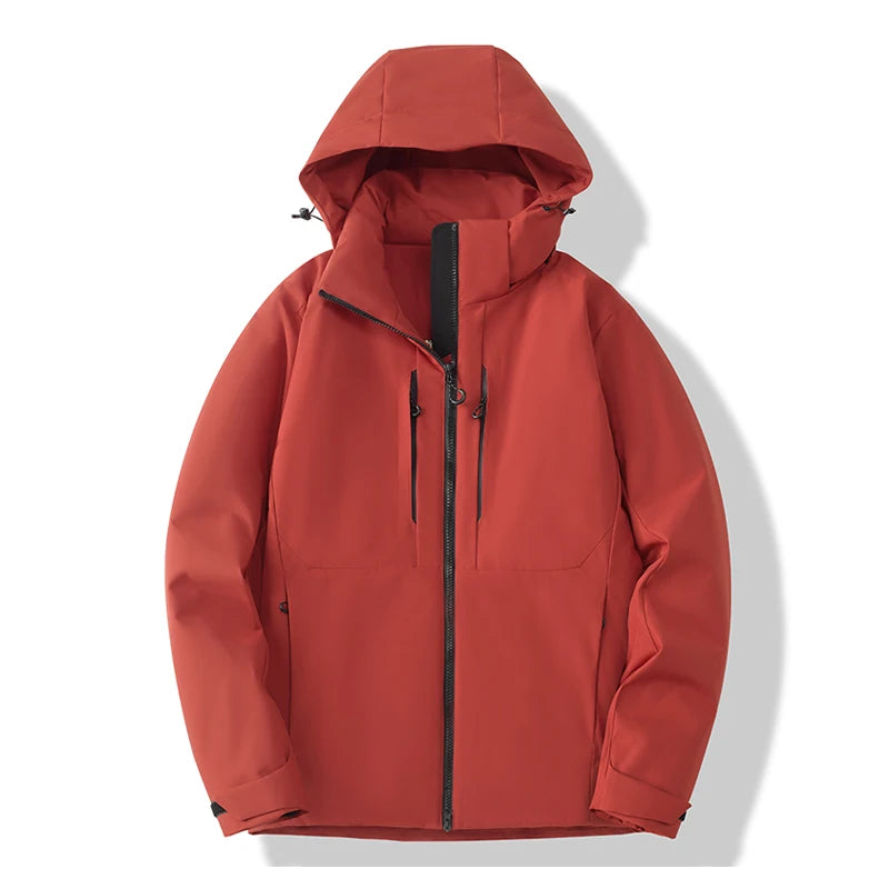 Hooded Long Sleeve Full Zip Outdoor Hiking Jacket with Pockets