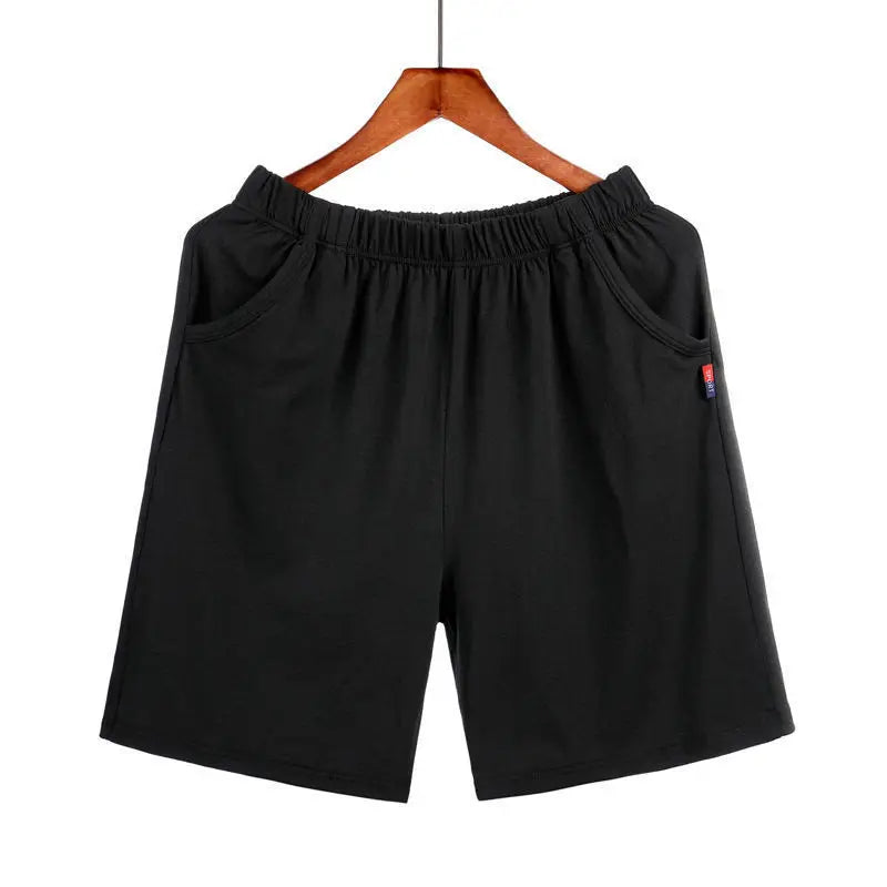 Men's Solid Pocket Elastic Waist Knee Length Lounge Shorts