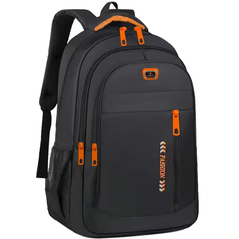 Student Commuter Backpack with Layered Front Pockets and Contrast Zipper Details