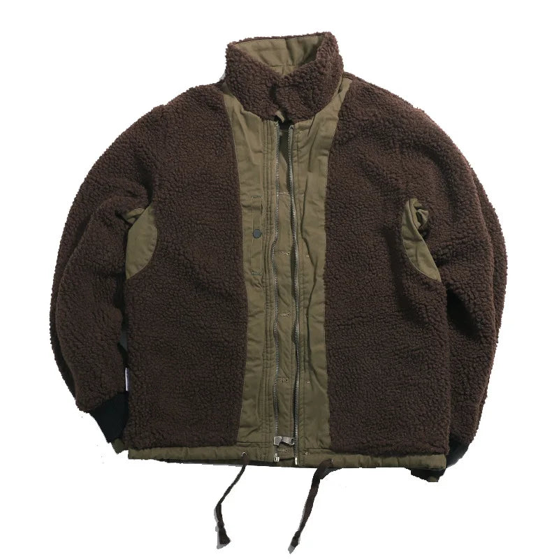 High quality vintage USN WW2 USMC thick sherpa fleece winter clothes khaki military work blank Winter N1 deck jacket for men