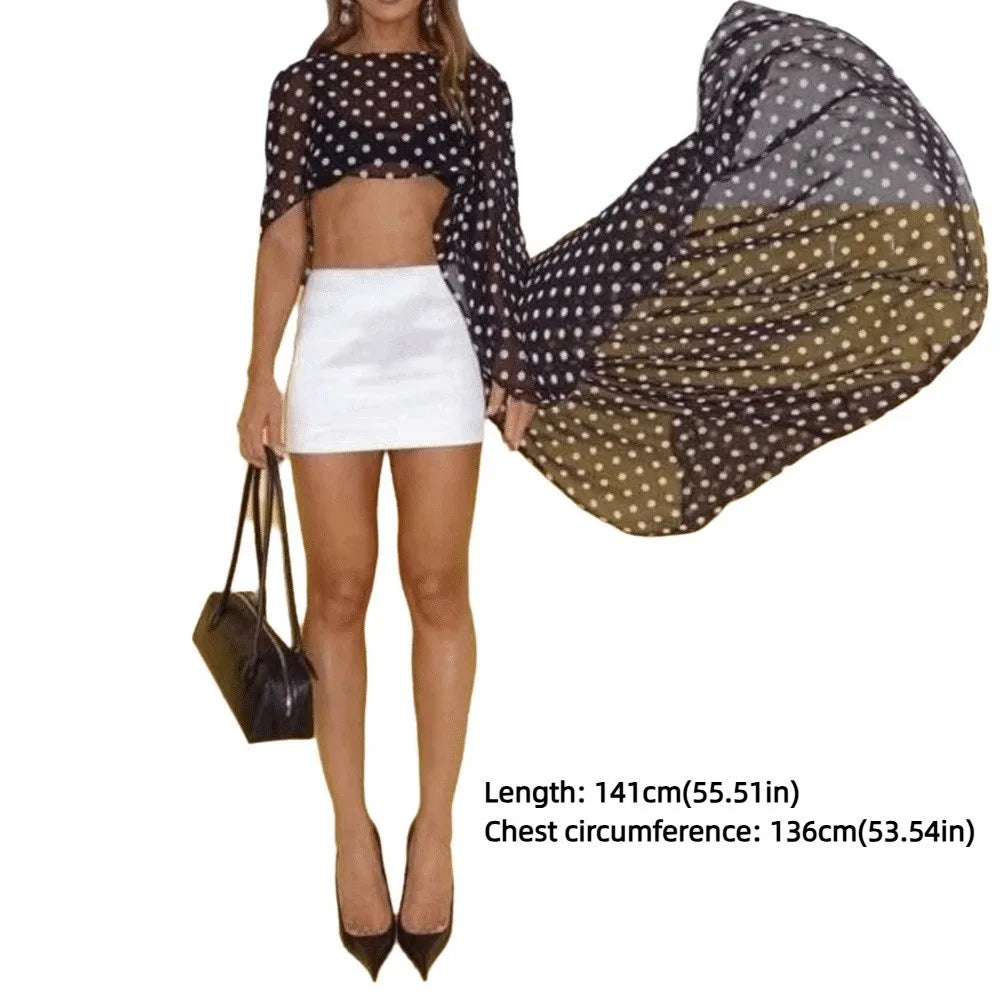 Long Sheer Draped Cape for Layering over Outfits