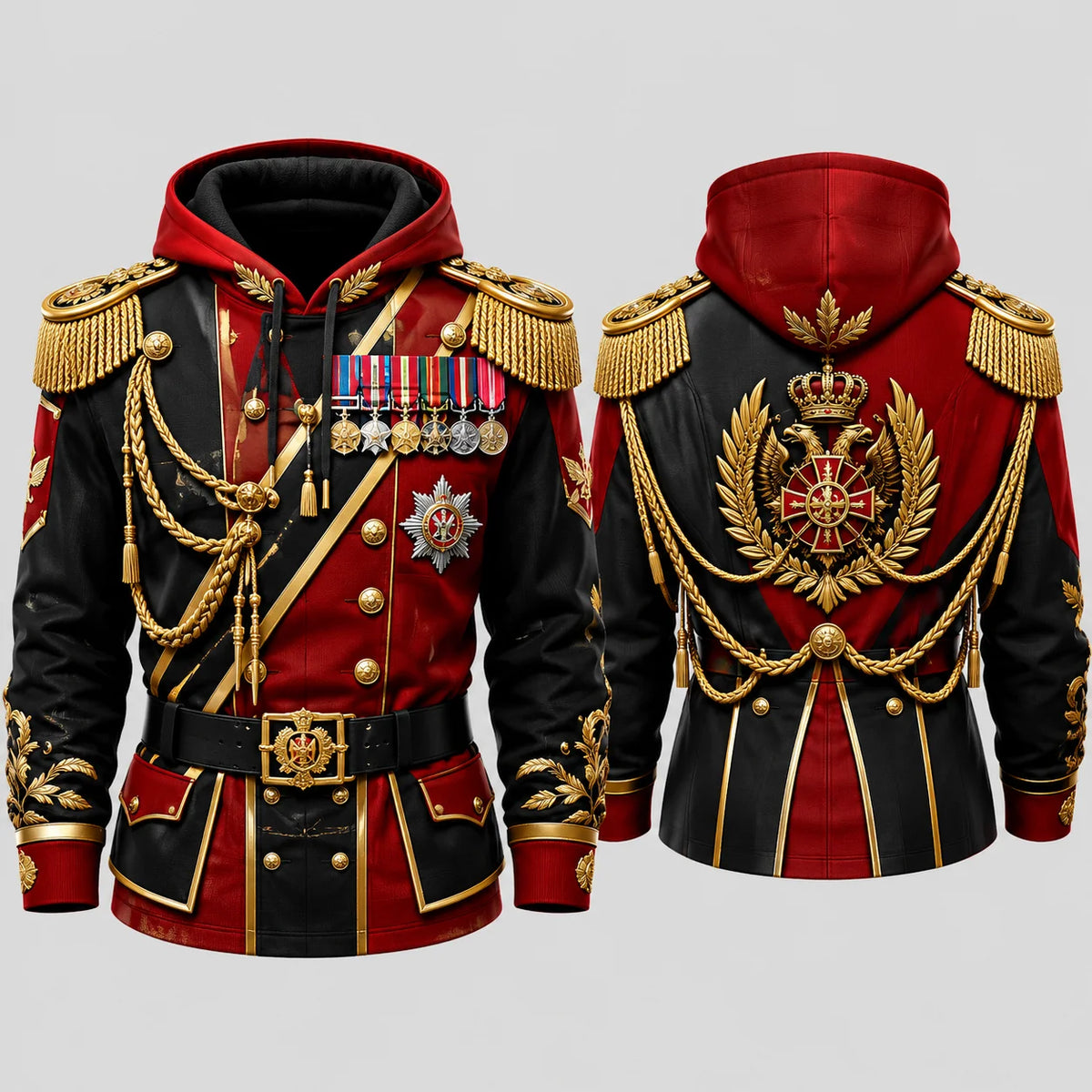 Ceremonial-Inspired Graphic Long-Sleeve Zip-Front Hoodie
