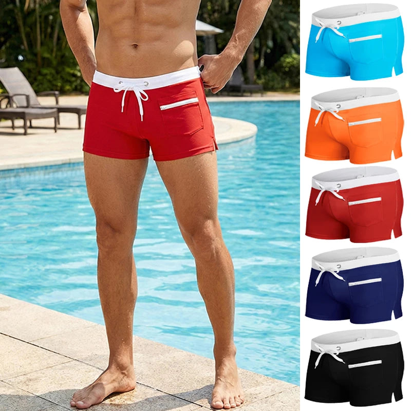 Men's Swim Shorts with Mesh Liner and Zipper Pocket for Beach and Pool Wear
