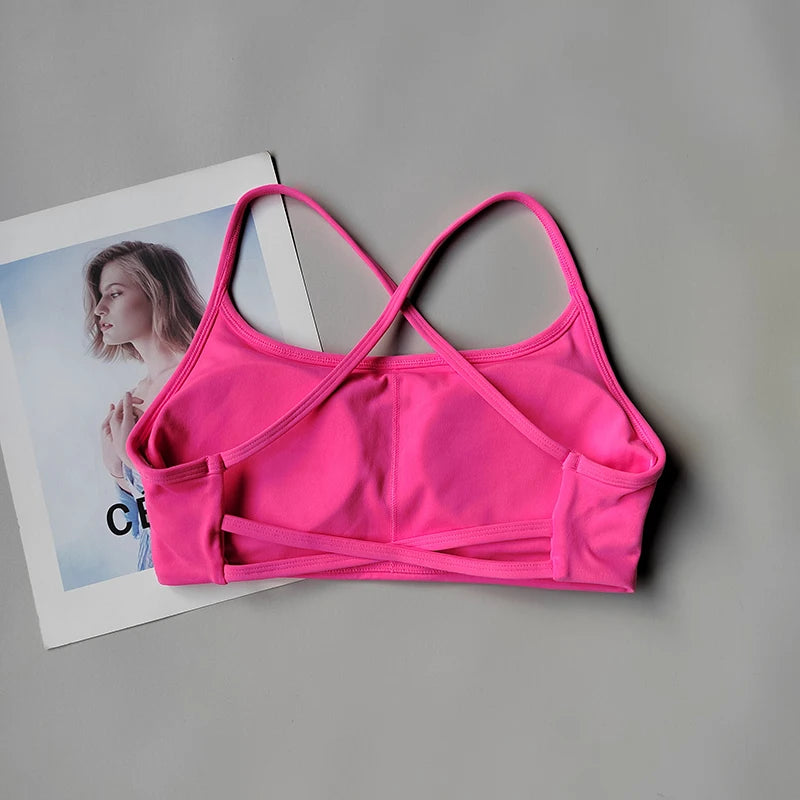 Women's Cross Back Sports Bra with Printed Colour Options