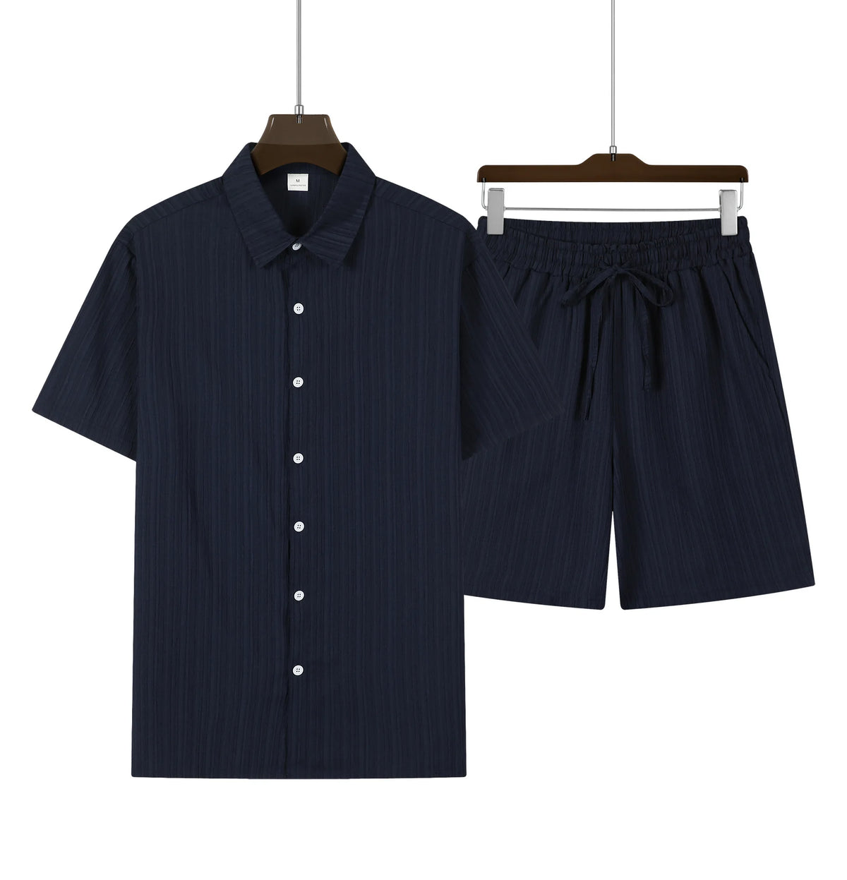 Men's Short Sleeve Button Front Pocket Detail Clothing Set
