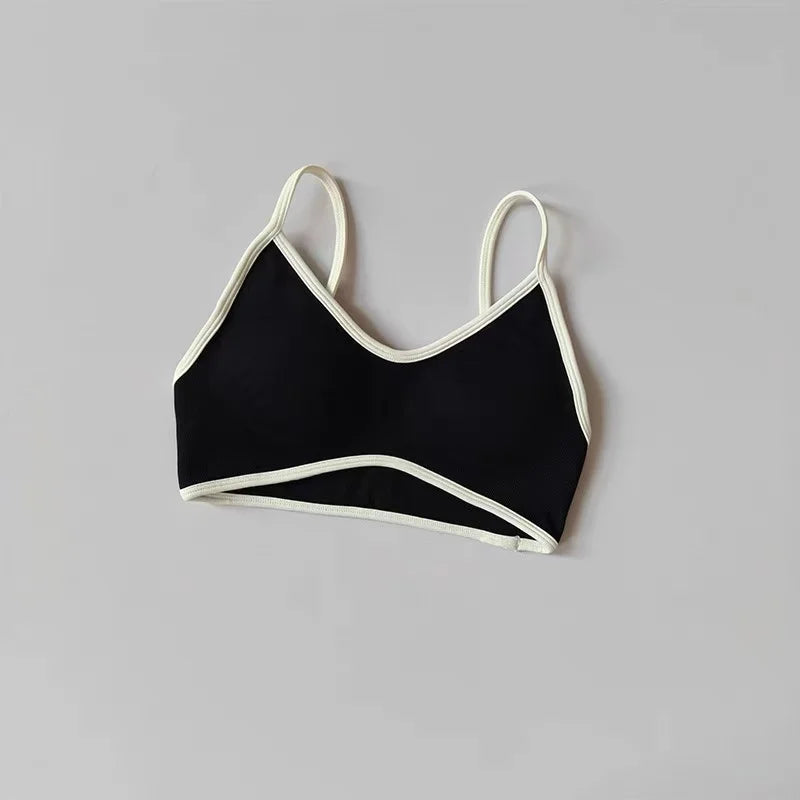 Women's Contrast Trim Thin Strap Sports Bra