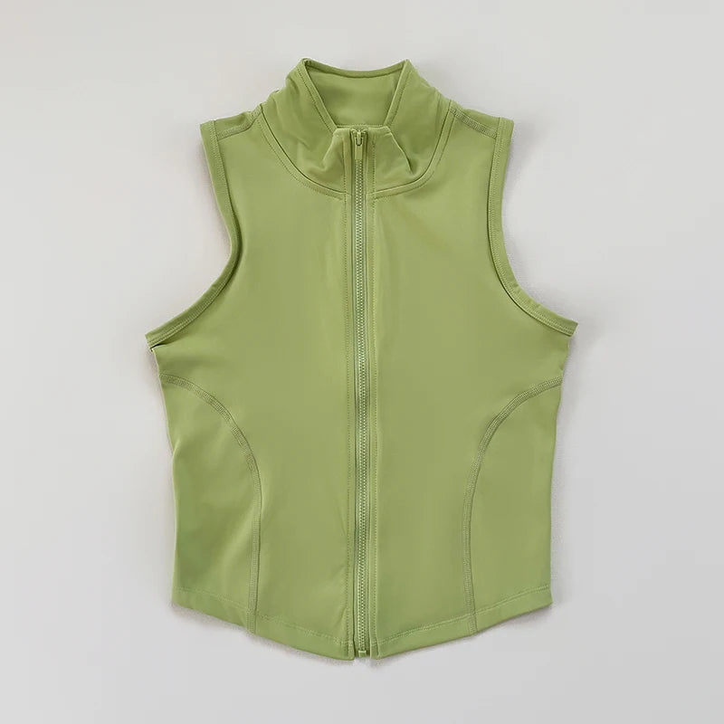 Women's Stand Collar Zip Front Vest For Workout Outfits