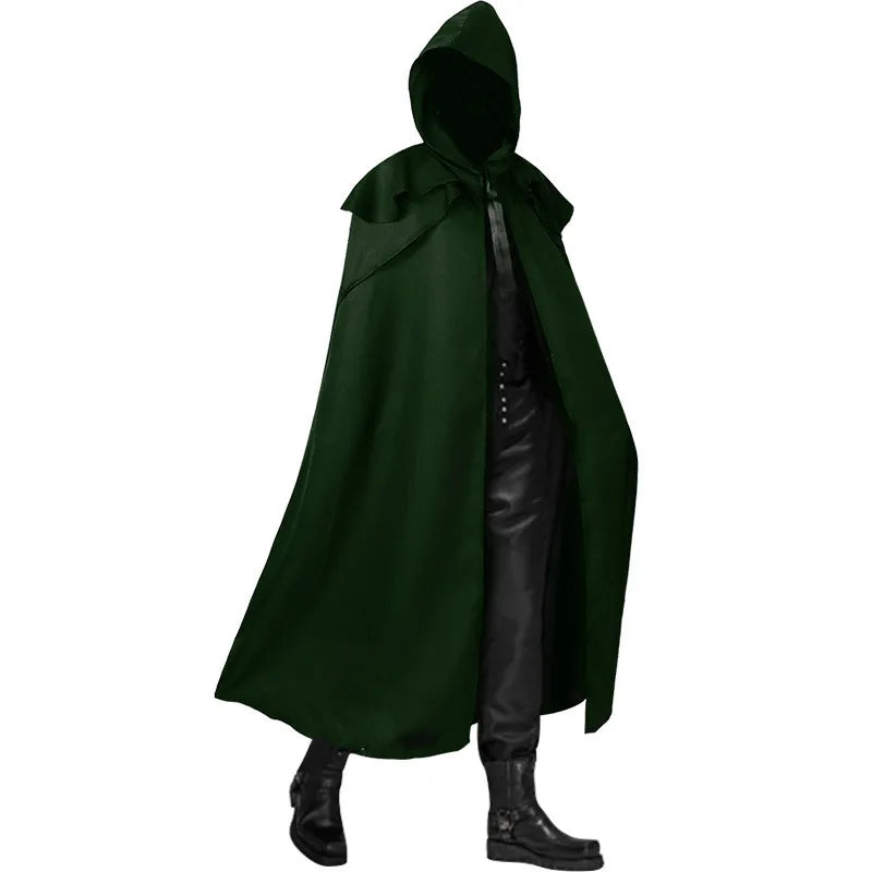 Long Hooded Tie Front Cape for Layering over Outfits