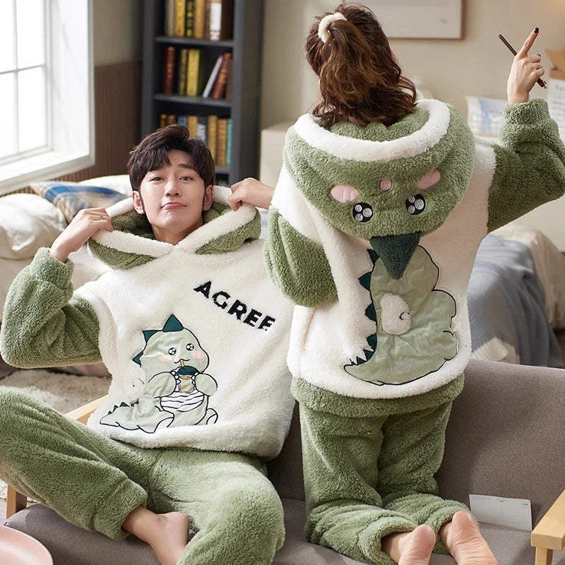 Printed Two Piece Pajama Set with Male and Female Options