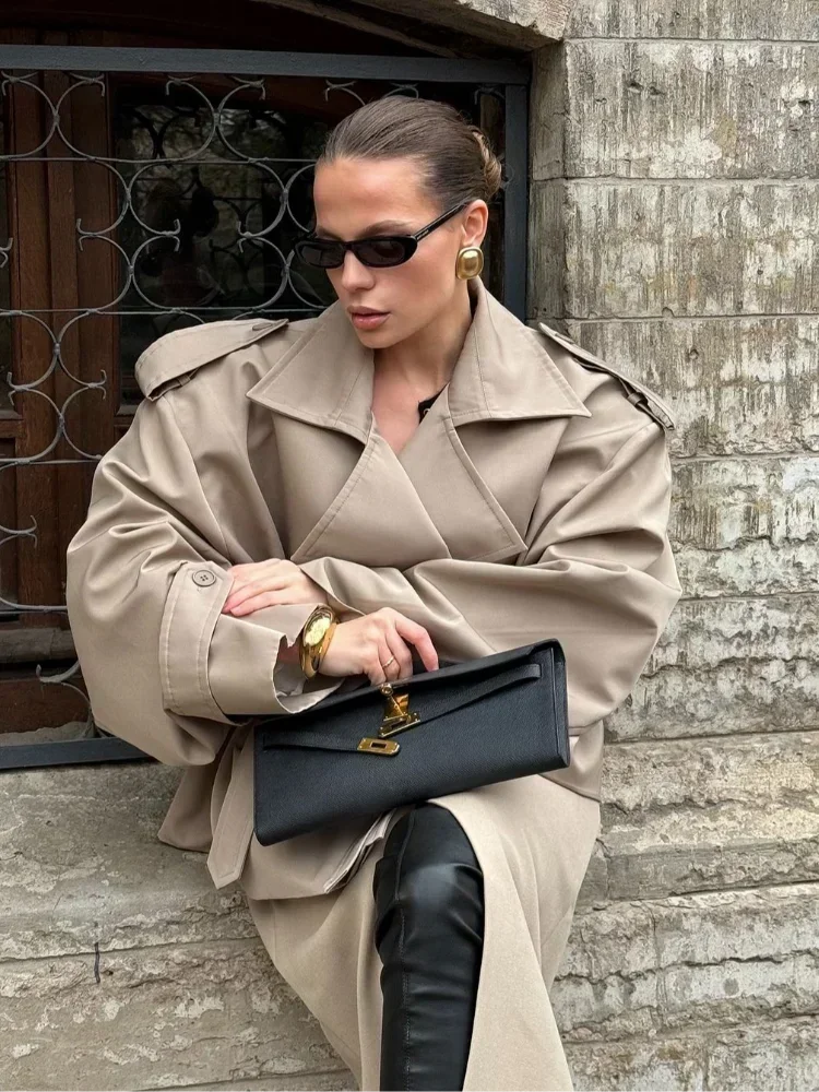 Women's Belted Lapel Trench Coat