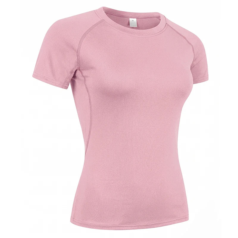 Women's Crew Neck Fitted Short Sleeve T-shirt For Workout Outfits