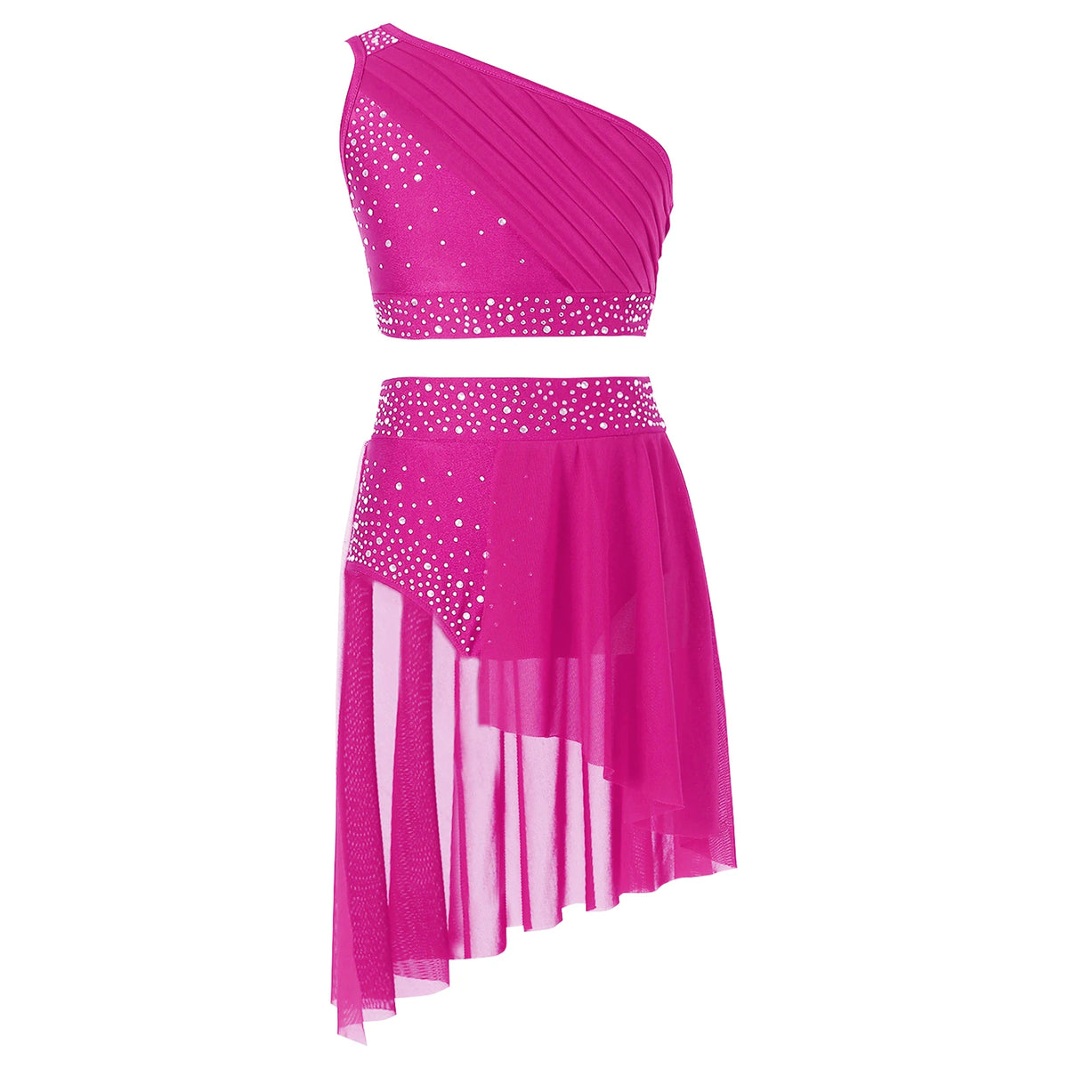 Girls' Lyrical Dance Costume Styles with Rhinestones and Skirted Outfit Options