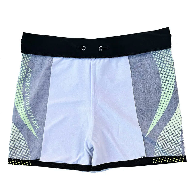 Men's Swim Shorts with Geometric and Letter Print for Beach and Pool Wear