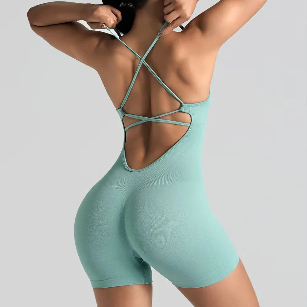 Women's Strappy Back Yoga Romper