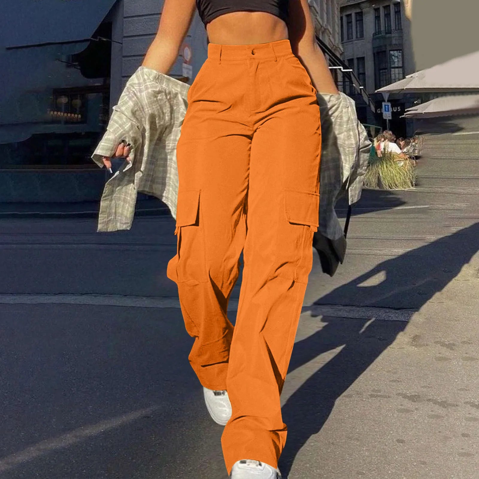 Women's Cargo Pants with Relaxed Legs and Large Side Pockets