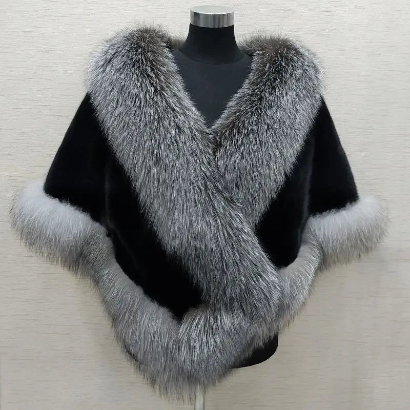 Plush Crossover Wrap Cape for Layering over Outfits