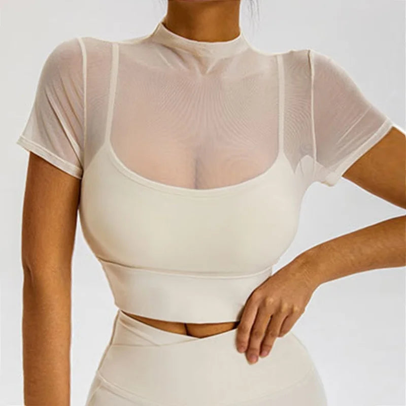 Women's Square-Neck Long-Sleeve Workout Crop Top