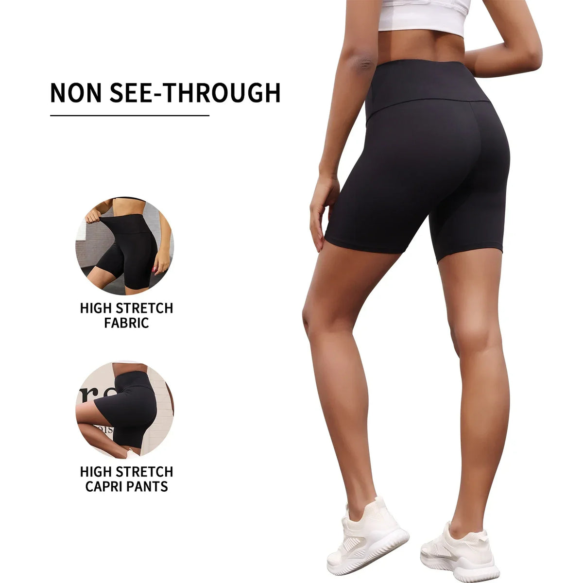 Women's High Waist Polyester Blend Biker Shorts for Yoga and Running
