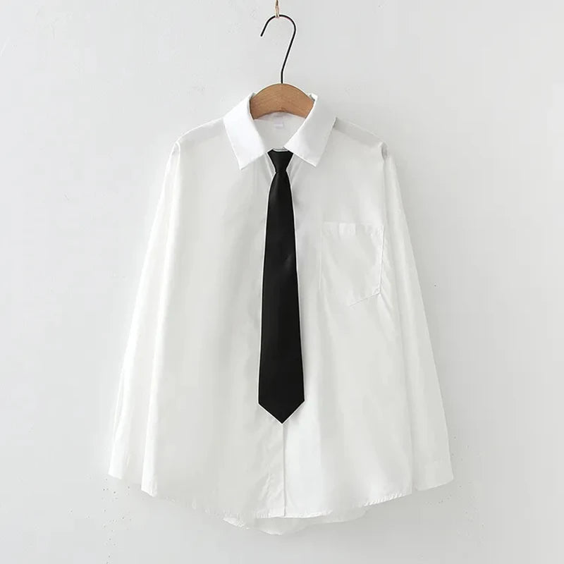 Women's Collared Long Sleeve Shirt with Tie Option