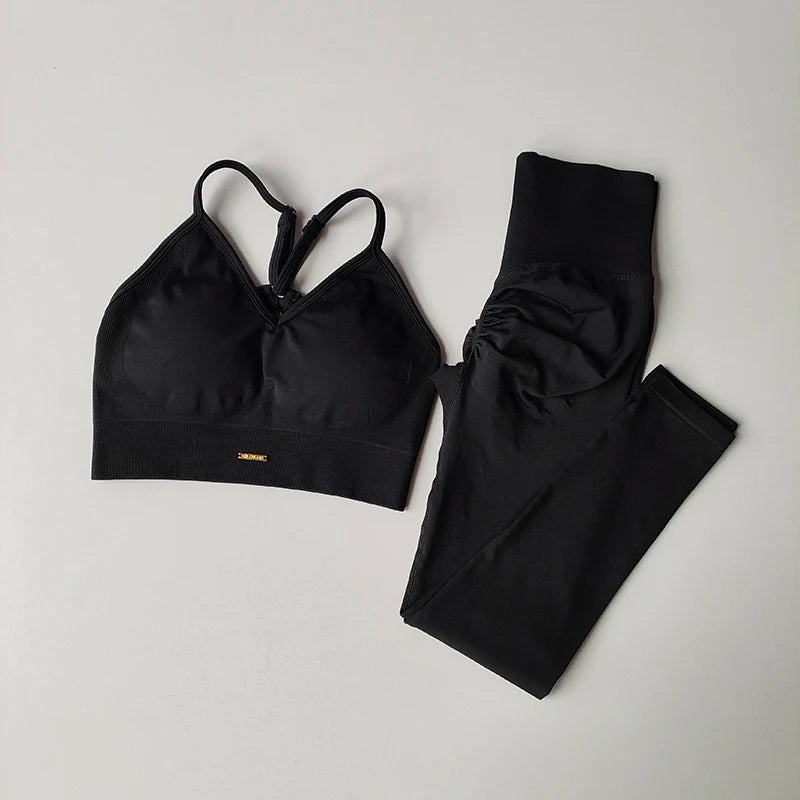 Women's Thin Strap Bra And Leggings Yoga Set