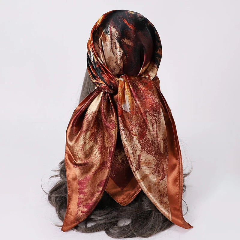 Printed Square Scarf with Ornate Paisley Pattern Options
