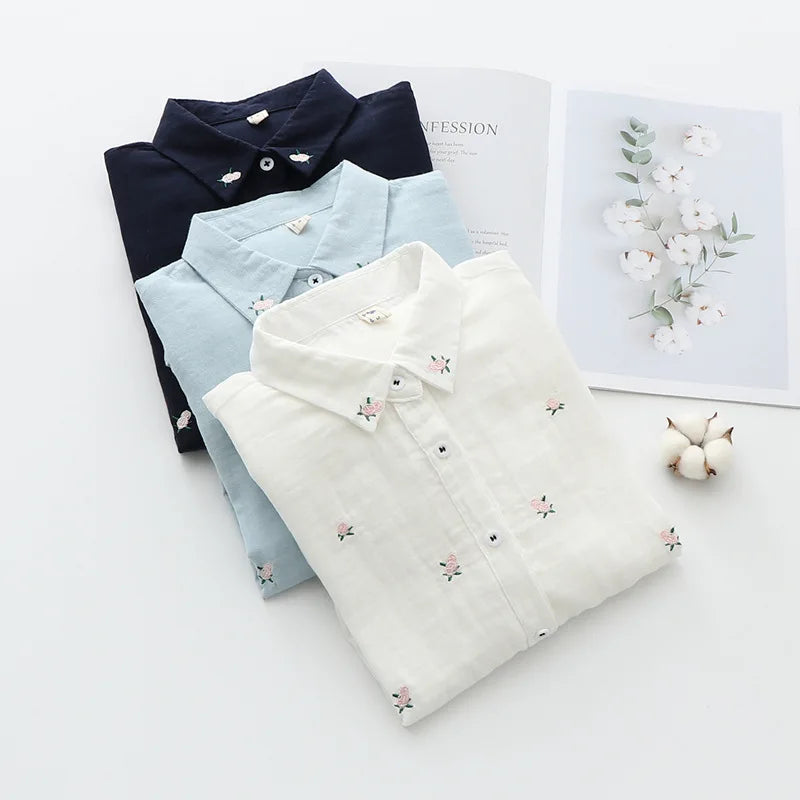 Women's Floral Collared Long Sleeve Shirt
