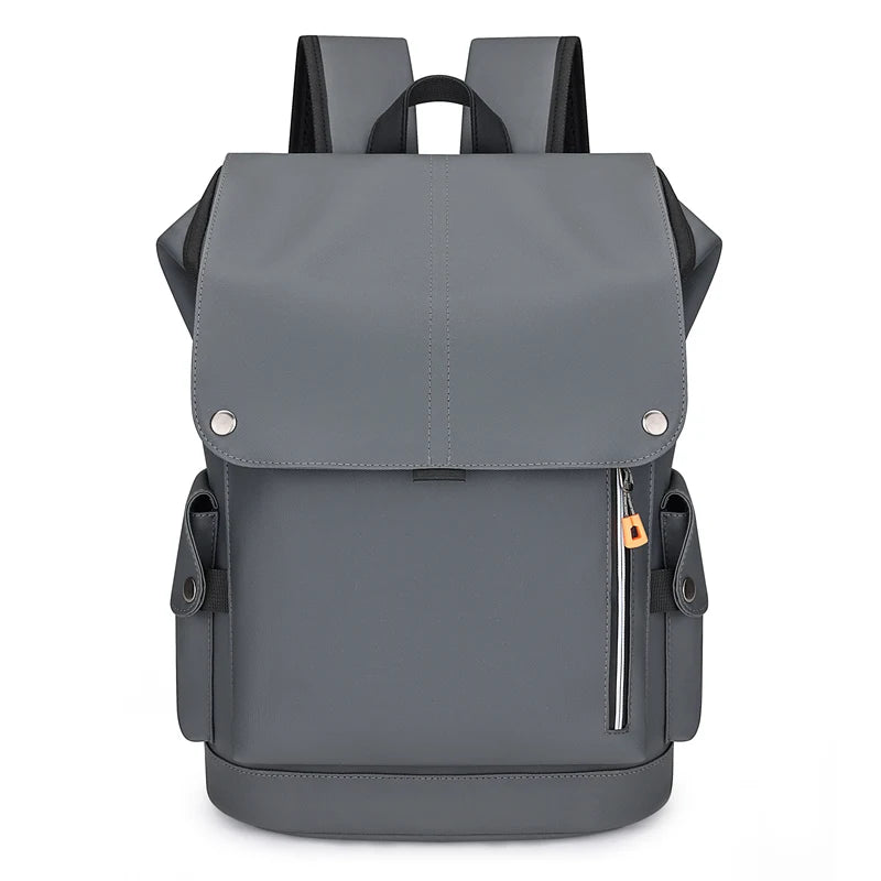 Men's Flap Backpack with Contrasting Panels and Buckle Strap Details