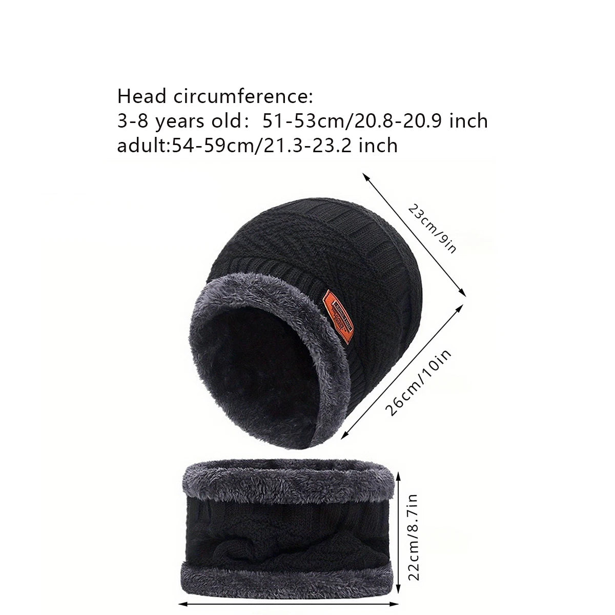 Knitted Beanie with Neck Warmer and Glove Style Options