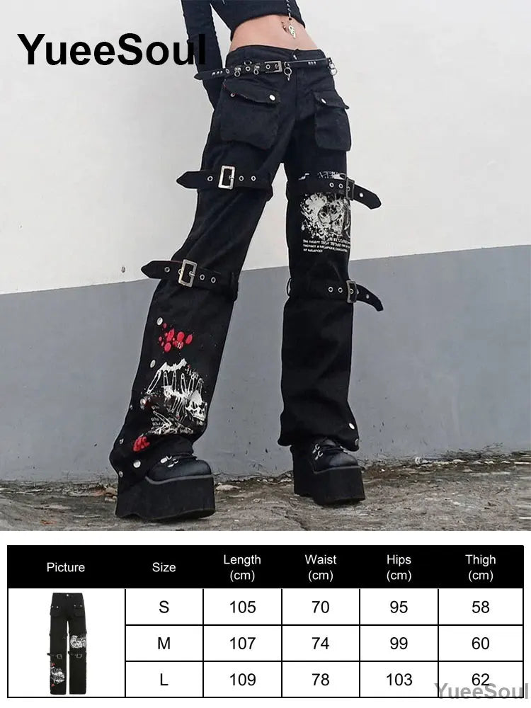 Women's Black Gothic Pants with Flared and Wide Leg Style Options