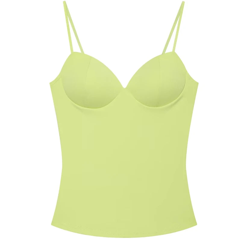 Women's Sweetheart Polyester Camisole with Shaped Cups and Thin Shoulder Straps
