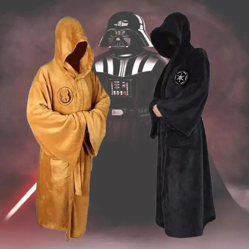 Men's Embroidered Hooded Long Sleeve Tie Waist Bathrobe