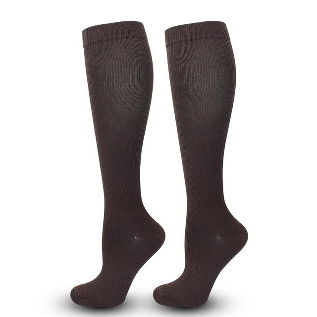 Solid Knee High Compression Socks with Original Size Options